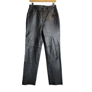 Colebrooke & Co Geunine Leather pants lined straight leg black sz 8